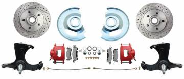 1963-1970 Chevy Truck 5 Lug Disc Brake Conversion Wheel Kit Powder Coated Red Calipers