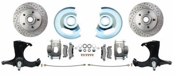 Chevy Truck 5 Lug Disc Brake Conversion Wheel Kit Powder Coated Black Calipers