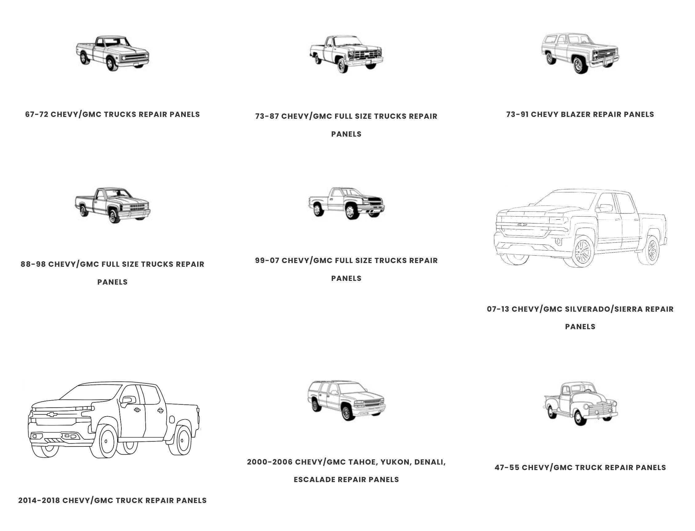 Classic Chevy, GMC, Jeeps and Truck Repair Panels for Rust