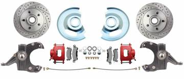 1963-1970 Chevy Truck 5 Lug Disc Brake Conversion Wheel Kit Powder Coated Red Calipers