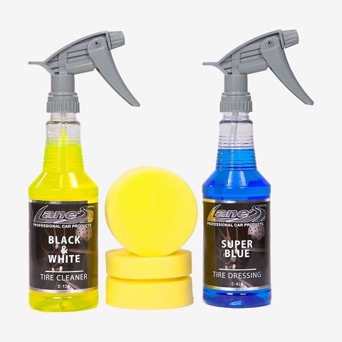 Super Blue Tire Gloss Shine, Tire Cleaner and Tire Dresser Applicators Kit - 16 oz.
