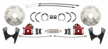 DBK1012FSLX-R  -  Rear GM 1955-1968 Full Size 10/12 Bolt Pattern Disc Brake Conversion Kit  with E-Brake Drilled/Slotted Rotors &