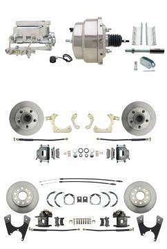 DBK55581012FS-GMFS1-328  - 1955-1958 GM Full Size Front & Rear Power Disc Brake Kit (Impala, Bel Air, Biscayne) & 8" Dual Chrome B
