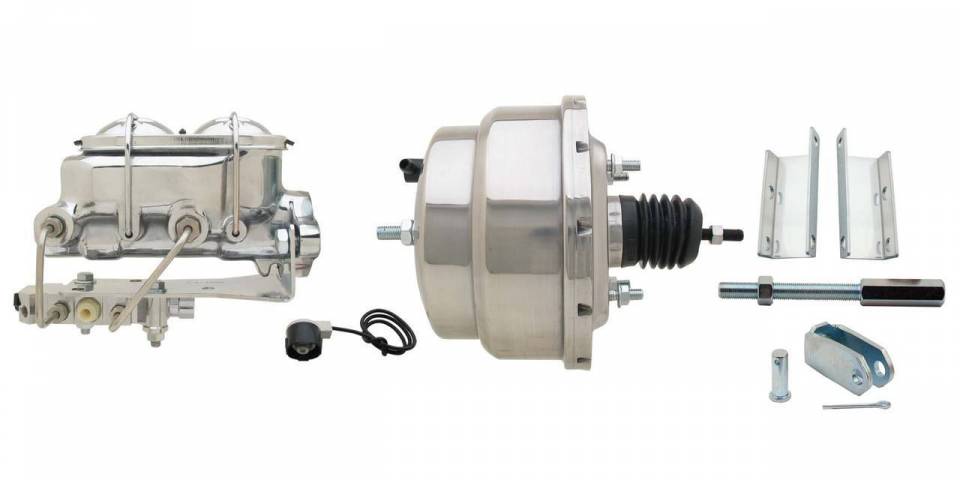 DBK55581012FS-GMFS1-330  - 1955-1958 GM Full Size Front & Rear Power Disc Brake Kit (Impala, Bel Air, Biscayne) & 8" Dual Chrome B