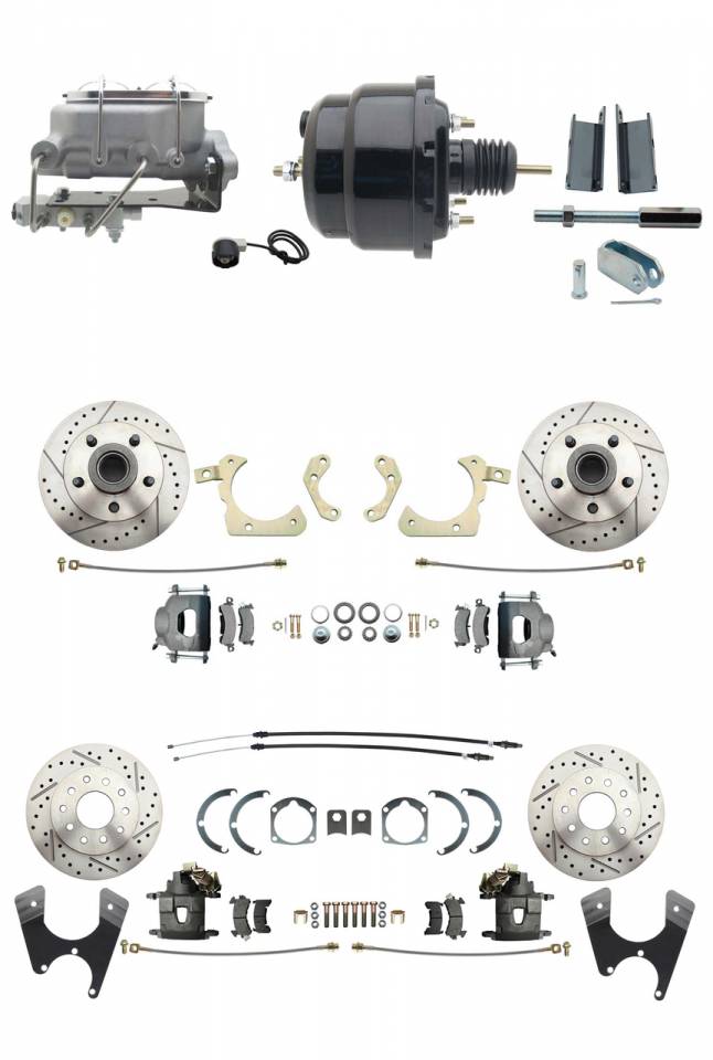 DBK55581012FSLX-GMFS1-722  - 1955-1958 GM Full Size Disc Brake Kit Drilled/Slotted Rotors (Impala, Bel Air, Biscayne) & 8" Dual Po