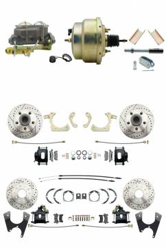 DBK55581012FSLXB-GMFS1-210  - 1955-1958 GM Full Size Front & Rear Power Disc Brake Kit Black Powder Coated Calipers Drilled/Slotte