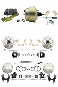 DBK55581012FSLXB-GMFS1-211  - 1955-1958 GM Full Size Front & Rear Power Disc Brake Kit Black Powder Coated Calipers Drilled/Slotte