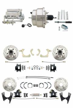 DBK55581012FSLXB-GMFS1-328  - 1955-1958 GM Full Size Front & Rear Power Disc Brake Kit Black Powder Coated Calipers Drilled/Slotte