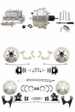 DBK55581012FSLXB-GMFS1-330  - 1955-1958 GM Full Size Front & Rear Power Disc Brake Kit Black Powder Coated Calipers Drilled/Slotte