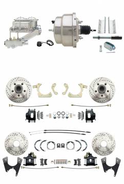 DBK55581012FSLXB-GMFS1-331  - 1955-1958 GM Full Size Front & Rear Power Disc Brake Kit Black Powder Coated Calipers Drilled/Slotte