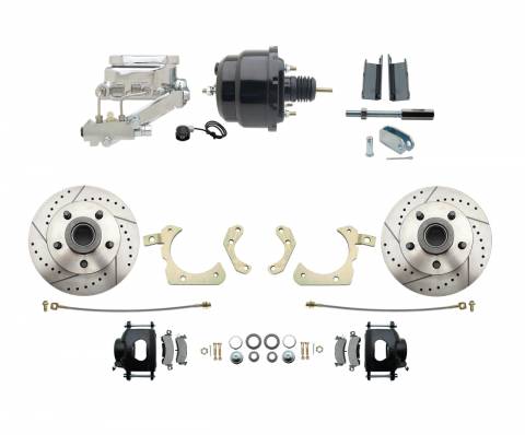 DBK5558LXB-GMFS1-711-1955-1958 GM Full Size Disc Brake Kit w/ 8" Dual Powder Coated / Aluminum Chrome Booster Kit