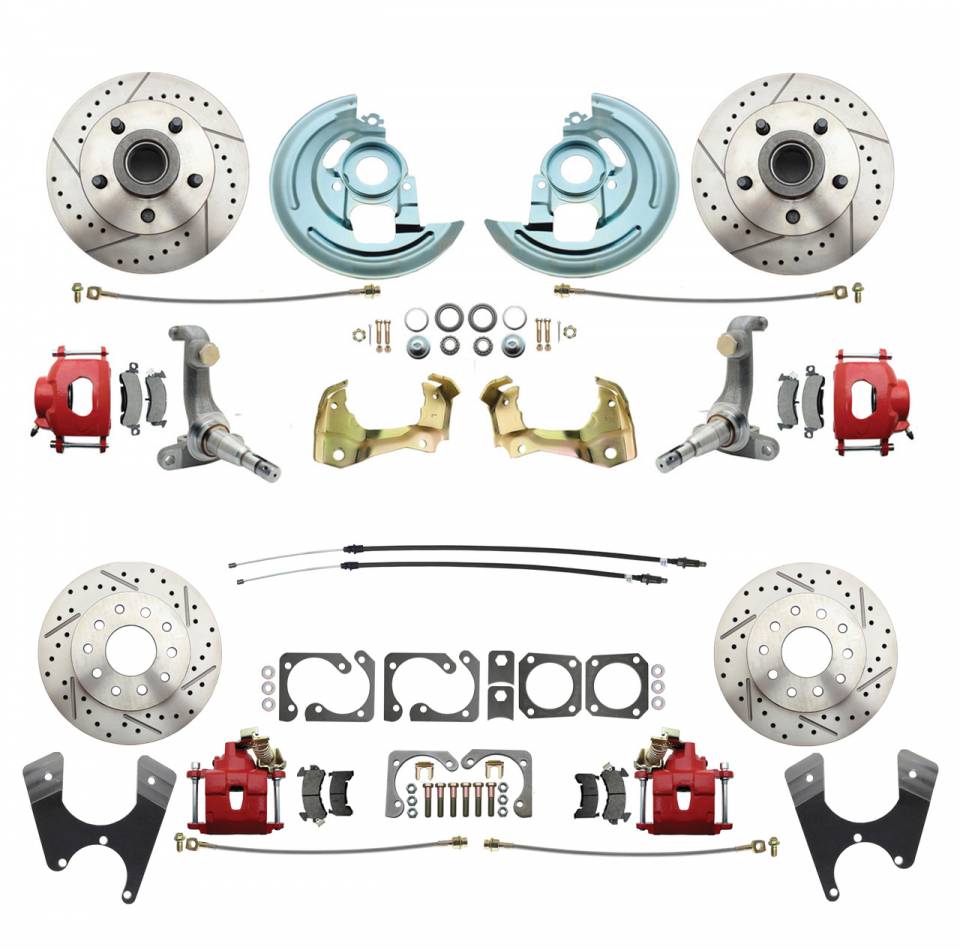 DBK62671012LX  - 1962-1967 Chevrolet Nova Front & Rear Brake Conversion Kit Drilled & Slotted Rotors
