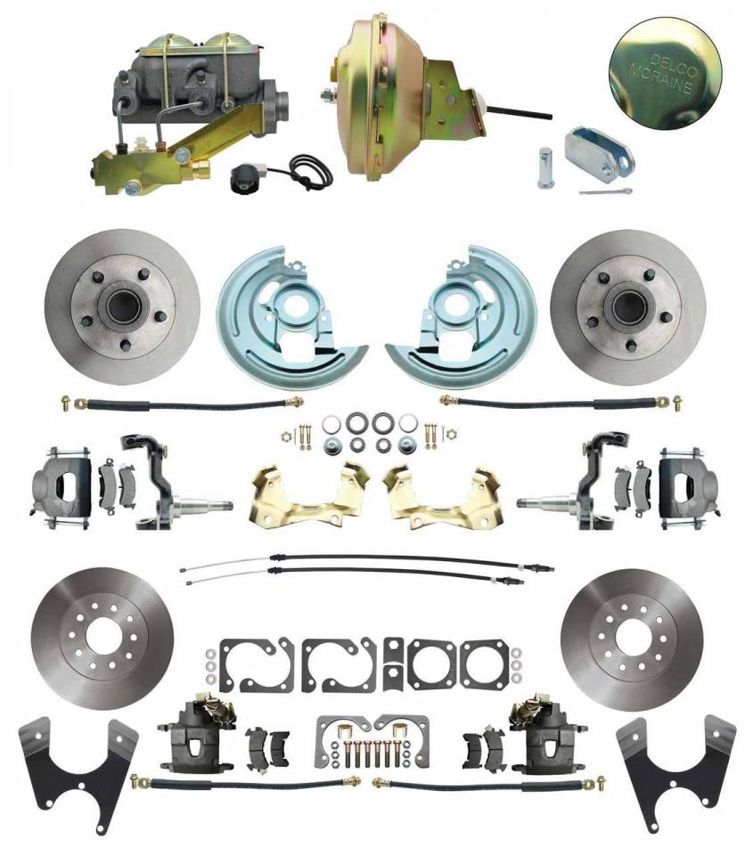 DBK64721012-GM-242  - 1964-1972 GM A Body Front & Rear Power Disc Brake Conversion Kit Standard Rotors w/ 9" Delco Stamped Booster