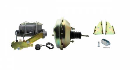DBK64721012LXB-GM-217  - 1964-1972 GM A Body Front & Rear Power Disc Brake Conversion Kit Drilled & Slotted & Powder Coated Black