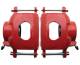 DBK64721012LXR-GM-217  - 1964-1972 GM A Body Front & Rear Power Disc Brake Conversion Kit Drilled & Slotted & Powder Coated Red Ca