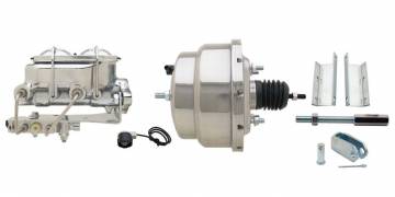 GMFS1-330-  1955-1958 GM Full Size (Impala, Bel Air) 8" Dual Chrome Booster Conversion Kit w/ Chrome Master Cylinder Bottom Mount