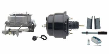 GMFS1-722-  1955-1958 GM Full Size (Impala, Bel Air) 8" Dual Powder Coated Black Booster Conversion Kit w/ Aluminum Master Cylinde