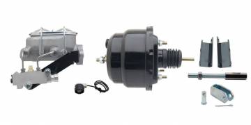 GMFS1-723-  1955-1958 GM Full Size (Impala, Bel Air) 8" Dual Powder Coated Black Booster Conversion Kit w/ Aluminum Master Cylinde