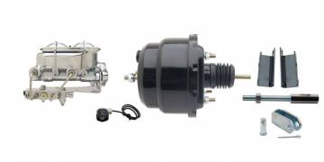 GMFS1-726-  1955-1958 GM Full Size (Impala, Bel Air) 8" Dual Powder Coated Black Booster Conversion Kit w/ Chrome Master Cylinder