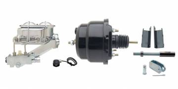 GMFS1-727-  1955-1958 GM Full Size (Impala, Bel Air) 8" Dual Powder Coated Black Booster Conversion Kit w/ Chrome Master Cylinder