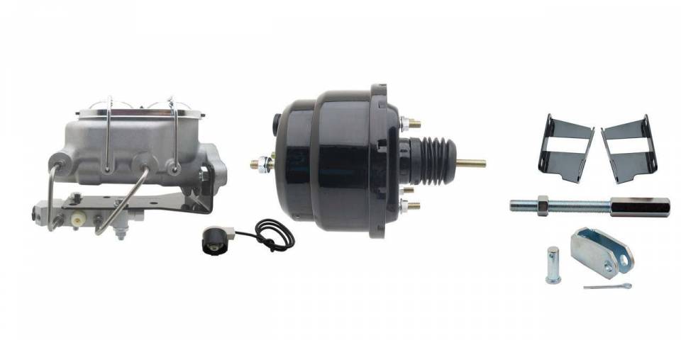 GMFS2-722-  1959-1964 GM Full Size (Impala, Bel Air) 8" Dual Powder Coated Black Booster Conversion Kit w/ Aluminum Master Cylinde
