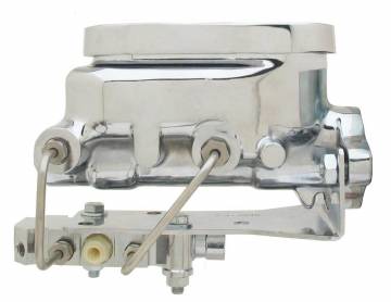 MCK113BM - Universal Chrome Flat Top Master Cylinder w/ Bottom Mount Disc/ Drum Proportioning Valve