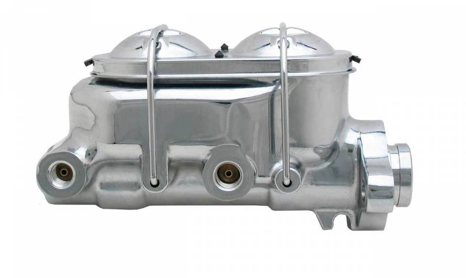 MCK114LM - Universal Chrome Dual Bail Master Cylinder w/ Left Mount Disc/ Drum Proportioning Valve