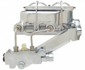MCK114LM - Universal Chrome Dual Bail Master Cylinder w/ Left Mount Disc/ Drum Proportioning Valve