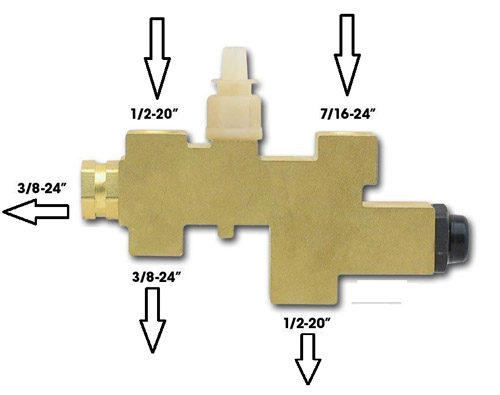 Jeep Disc/Drum Proportion Valve Port sizes and flow direction