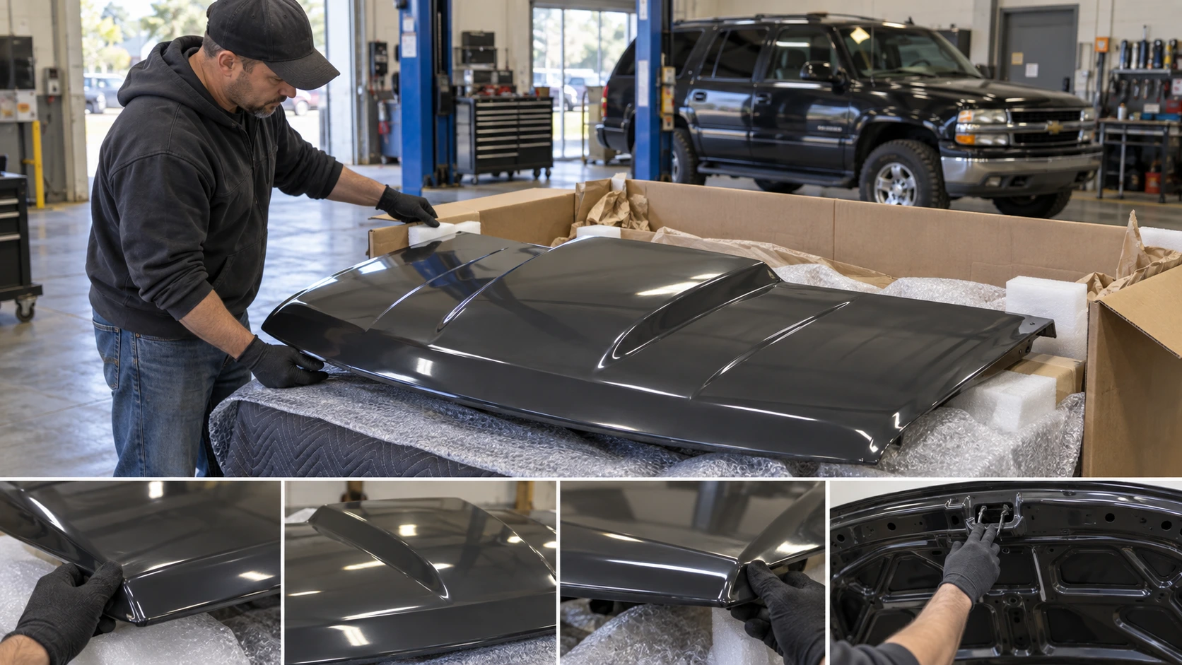 2002 Chevy Tahoe cowl hood guide